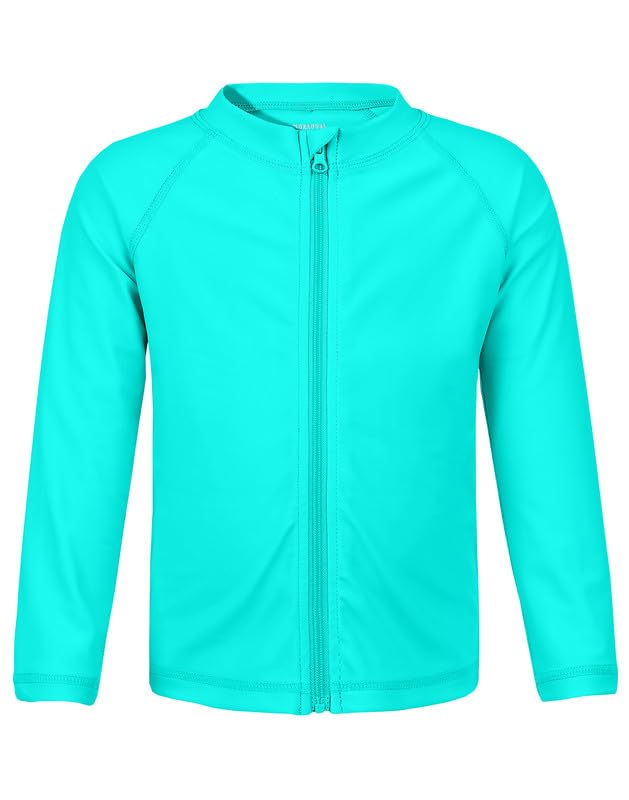 Boys Toddler Rash Guard Long Sleeve UPF 50+ Sun Protection Lightweight Swim Shirt for Baby Kids(Light Green,12-18M)