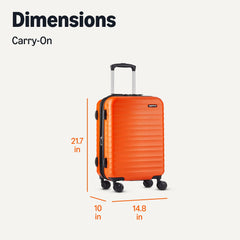 Amazon Basics 21" Hardside Carry-On Luggage, Hardshell Suitcase With Wheels, Expandable For Up to 25% More Space, With Scratch-Resistant Surface, Four Multi-directional Wheels, Orange