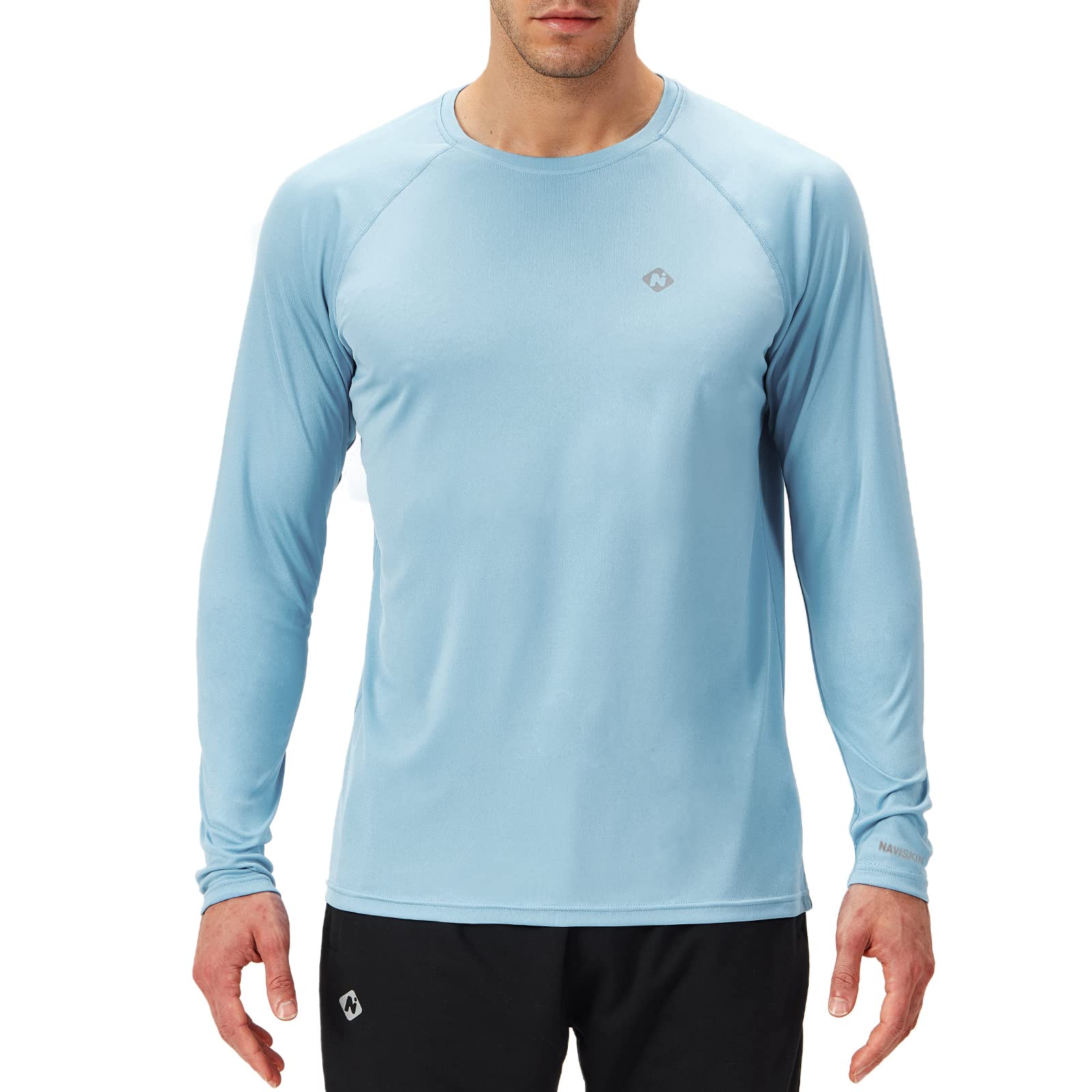 NAVISKIN Men's Sun Protection UPF 50+ UV Outdoor Long Sleeve Shirts Powder Blue Size L