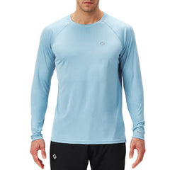 NAVISKIN Men's Sun Protection UPF 50+ UV Outdoor Long Sleeve Shirts Powder Blue Size L