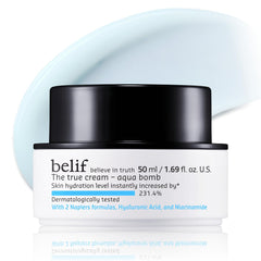belif Aqua Bomb – Daily Niacinamide Hydrating Moisturizer, Lightweight Plumping Facial Cream with Hyaluronic Acid & Squalane, Cooling Effect, Anti-Aging, Korean Skincare, 1.68 fl oz (50ml)