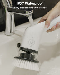 Leebein Electric Spin Scrubber, Cordless Cleaning Brush with 8 Replaceable Brush Heads, Tub and Floor Tile Power Scrubber Dual Speed with Adjustable & Detachable Handle for Bathroom Cleaning