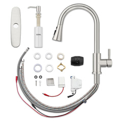 BLYLUND Touchless Kitchen Faucet with Pull-Down Sprayer, Kitchen Sink Faucet Brushed Nickel Faucets with Soap Dispensor, Single Handle Hands-Free Sensor Suitable for 1 to 4 Hole Sink, Stainless Steel