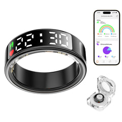Smart Ring Health Tracker with LED Display Screen, IP68 Waterproof Fitness Tracker, Bluetooth Connection Health Ring Compatible with iOS/Android, Activity Tracker/Heart Rate/Blood Oxygen/Sleep/Step