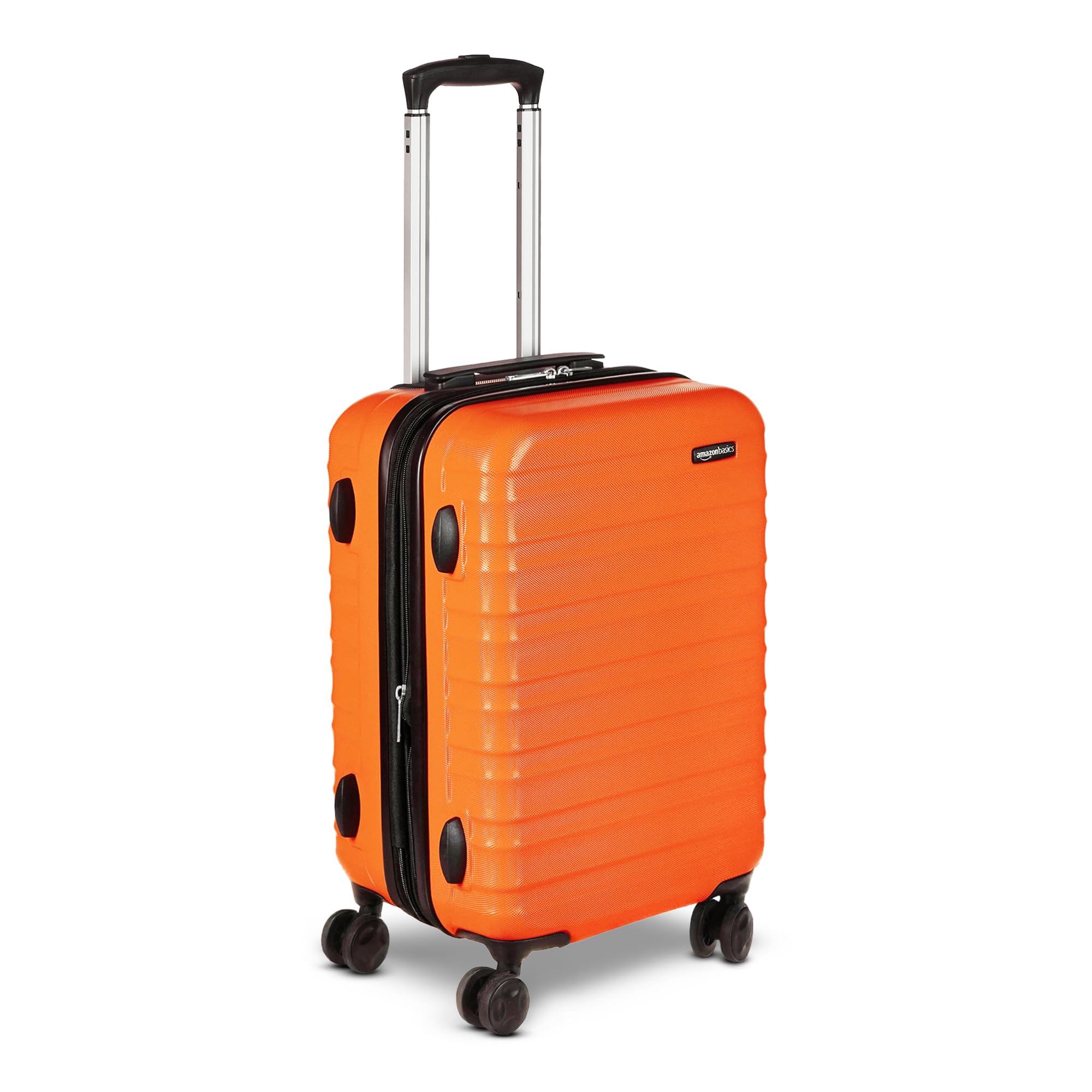 Amazon Basics 21" Hardside Carry-On Luggage, Hardshell Suitcase With Wheels, Expandable For Up to 25% More Space, With Scratch-Resistant Surface, Four Multi-directional Wheels, Orange