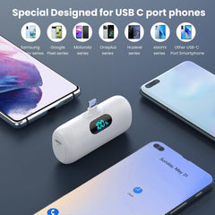 [2-Pack] Mini Portable Charger 5000mAh Power Bank,3A PD USB C Cell Phone Portable Power, LCD Display Battery Pack Compatible with iPhone 16/15/15 plus/15 pro/15 pro Max/Android/Samsung/Moto/LG etc