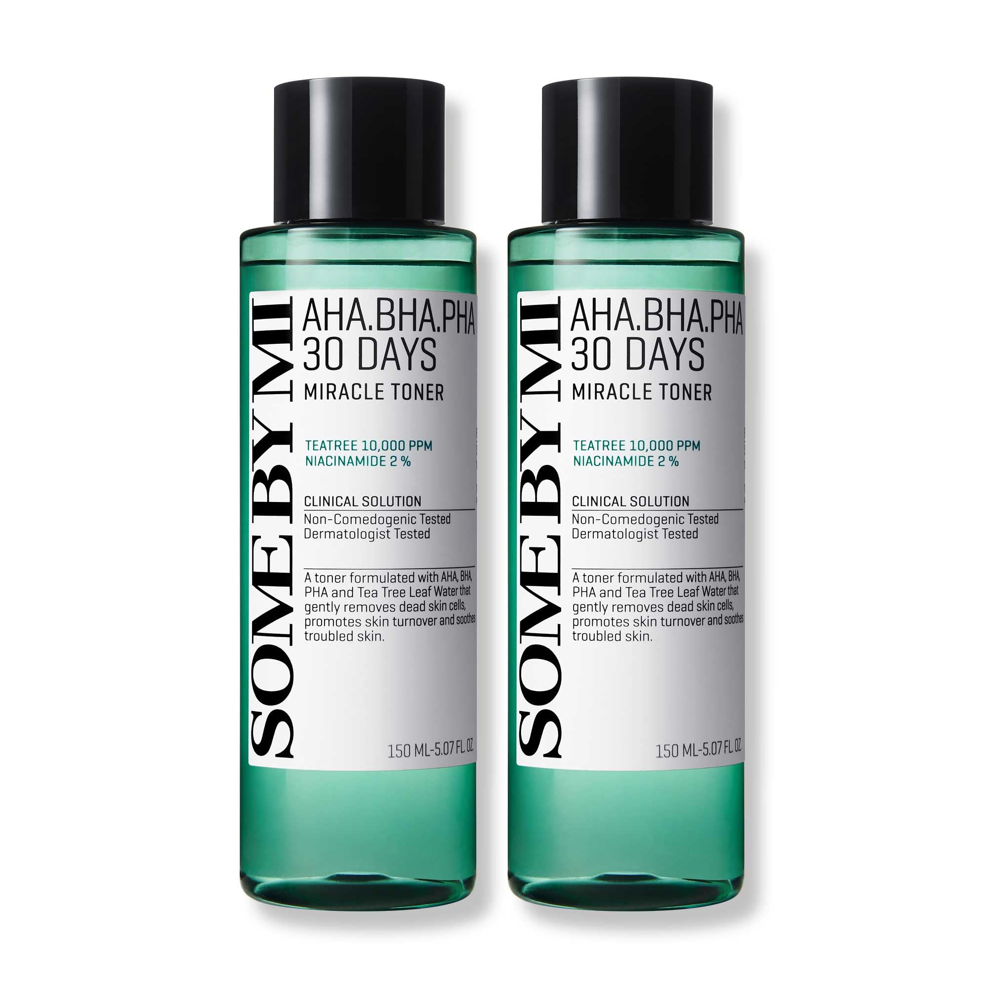 SOME BY MI AHA BHA PHA 30 Days Miracle Toner - Pack of 2 - Mild Exfoliating Salicylic Acid Korean Toner for All Skin Types - Daily Blackhead Removing Pore Minimizer for Face - Korean Skin Care