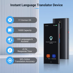 Language Translator Device 2025, 139 Languages AI Offline/Group/Phone Translation Device Two Way Real-Time Voice Translator Device with 5.5" Screen,Upgraded Chip for Travel Business Learning (Black)