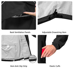 Men's Cycling Running Rain Jacket Lightweight Waterproof Biking Hiking Windbreaker Raincoat Reflective Packable