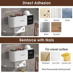iHave Toothbrush Holders with UV Toothbrush Sanitizer, Aromatherapy Diffuser & IR Night Light - 4-Hour Smart Cruise Disinfection, Auxiliary Combo Drying - Wall-Mounted Bathroom Organizer with 2 Cups