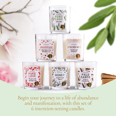 Magnificent 101 Long-Lasting Manifestation & Intention Aromatherapy Candles - Set of 6 | 21 Oz - 84-Hour Burn | 100% Soy Wax, Pure Sage | Ideal for Energy Cleansing & Manifestation