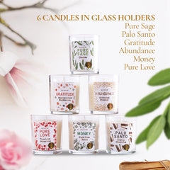 Magnificent 101 Long-Lasting Manifestation & Intention Aromatherapy Candles - Set of 6 | 21 Oz - 84-Hour Burn | 100% Soy Wax, Pure Sage | Ideal for Energy Cleansing & Manifestation