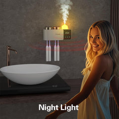iHave Toothbrush Holders with UV Toothbrush Sanitizer, Aromatherapy Diffuser & IR Night Light - 4-Hour Smart Cruise Disinfection, Auxiliary Combo Drying - Wall-Mounted Bathroom Organizer with 2 Cups