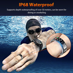 Smart Ring Health Tracker with LED Display Screen, IP68 Waterproof Fitness Tracker, Bluetooth Connection Health Ring Compatible with iOS/Android, Activity Tracker/Heart Rate/Blood Oxygen/Sleep/Step