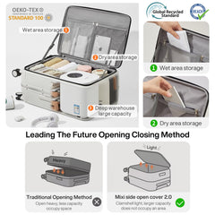 mixi Carry On Luggage with Cup Phone Holder and Charger Hard Shell Suitcases with Spinner Wheels, 20 Inch Smoke White