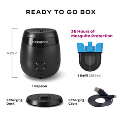 Thermacell Mosquito Repellent E-Series Rechargeable Repeller; Patio Shield 20’ Mosquito Protection Zone; Includes 36-Hr Repellent Refill; No Flame or Scent; Bug Spray and Bug Zapper Alternative