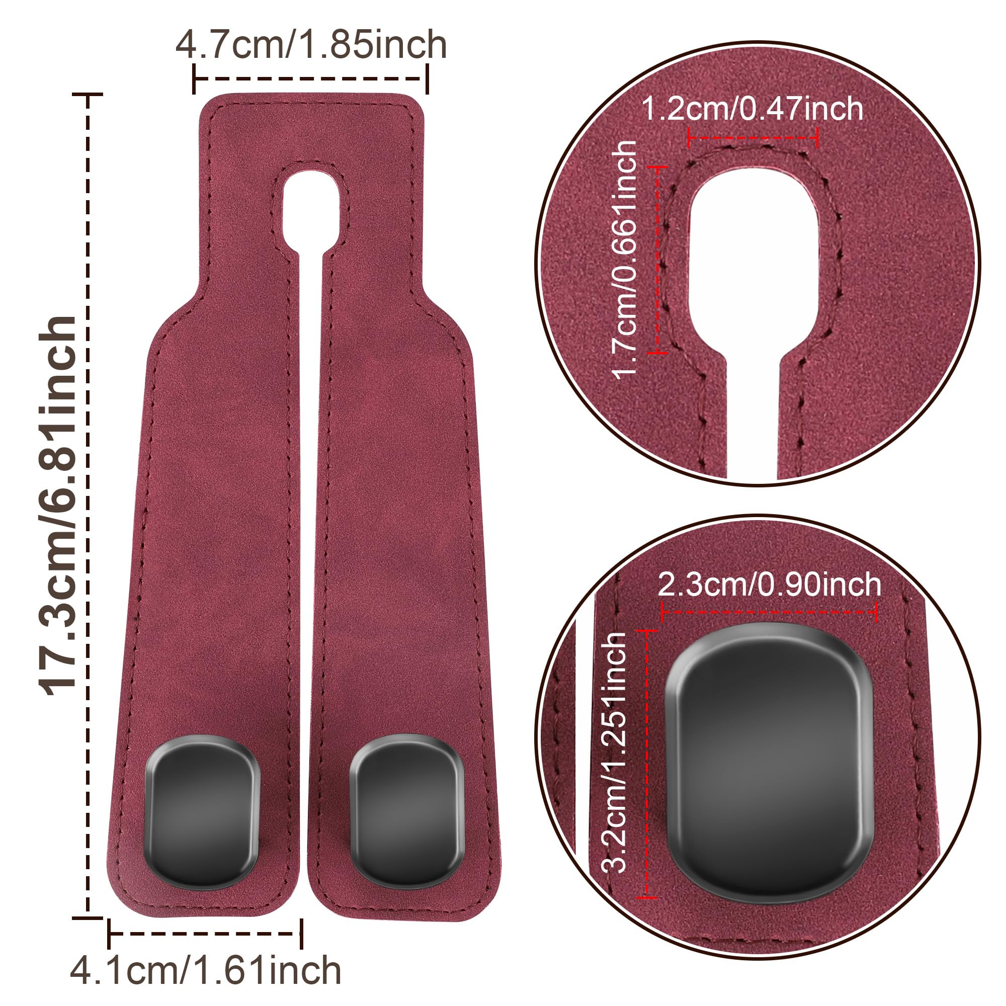 Amelity Car Headrest Hooks for Purses and Bags, 2 Pack (Red)