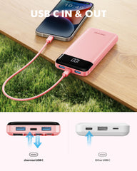 Portable Charger with Built in Cables, Portable Charger with Cords Wires Slim 10000mAh Travel Battery Pack 6 Outputs 3 Inputs 3A Fast Charging Power Bank for Samsung Google Pixel LG Moto iPhone iPad