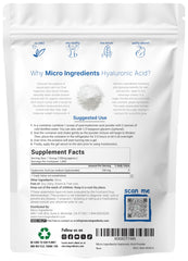 Micro Ingredients Hyaluronic Acid Serum Powder, 100 Grams | Low Molecular Weight, Cosmetics Grade | Skin Hydration and Moisture Support Supplements | Vegan, Water Soluble (Within 2 Hours)