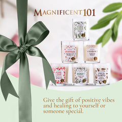 Magnificent 101 Long-Lasting Manifestation & Intention Aromatherapy Candles - Set of 6 | 21 Oz - 84-Hour Burn | 100% Soy Wax, Pure Sage | Ideal for Energy Cleansing & Manifestation