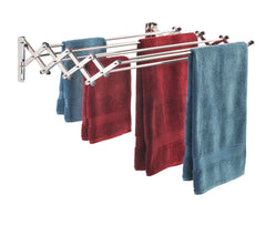 Smartsome Space Saver Fold Away Racks: Stainless Steel Wall-Mounted Laundry Drying Rack, Easy to Install - 8 Rods, Each 34" Long, Total: 22.5 Linear Ft, 60 lb Capacity for Indoor/Outdoor Use