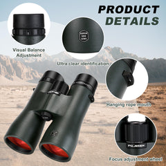 OPTIVORA Telescope for Adults High Powered,12X50 Professional HD Binoculars for Adults High Powered with BAK4 Telescopio Lens,Telescopes are Perfect for Use as Binoculars for Hunting and Birding, etc.