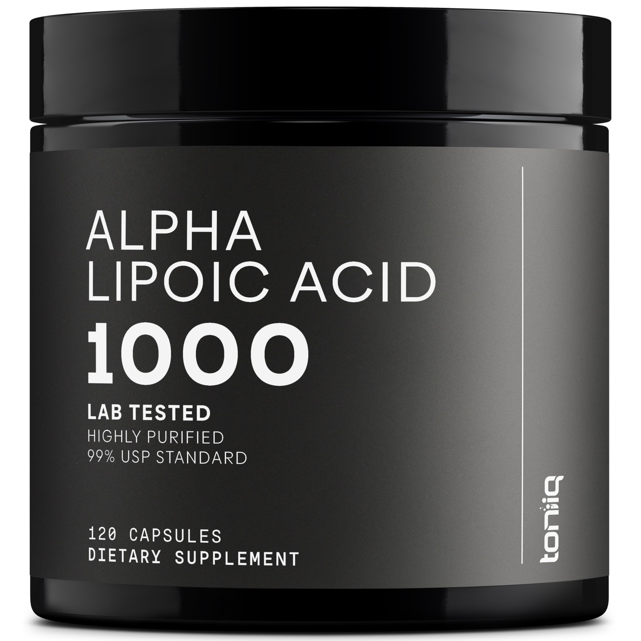 Toniiq 1000mg Ultra High Strength Alpha Lipoic Acid Capsules - Highly Purified 99%+ USP Standard - 120 Capsules ALA Supplement