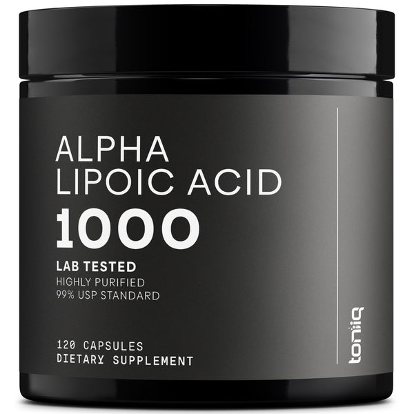 Toniiq 1000mg Ultra High Strength Alpha Lipoic Acid Capsules - Highly Purified 99%+ USP Standard - 120 Capsules ALA Supplement
