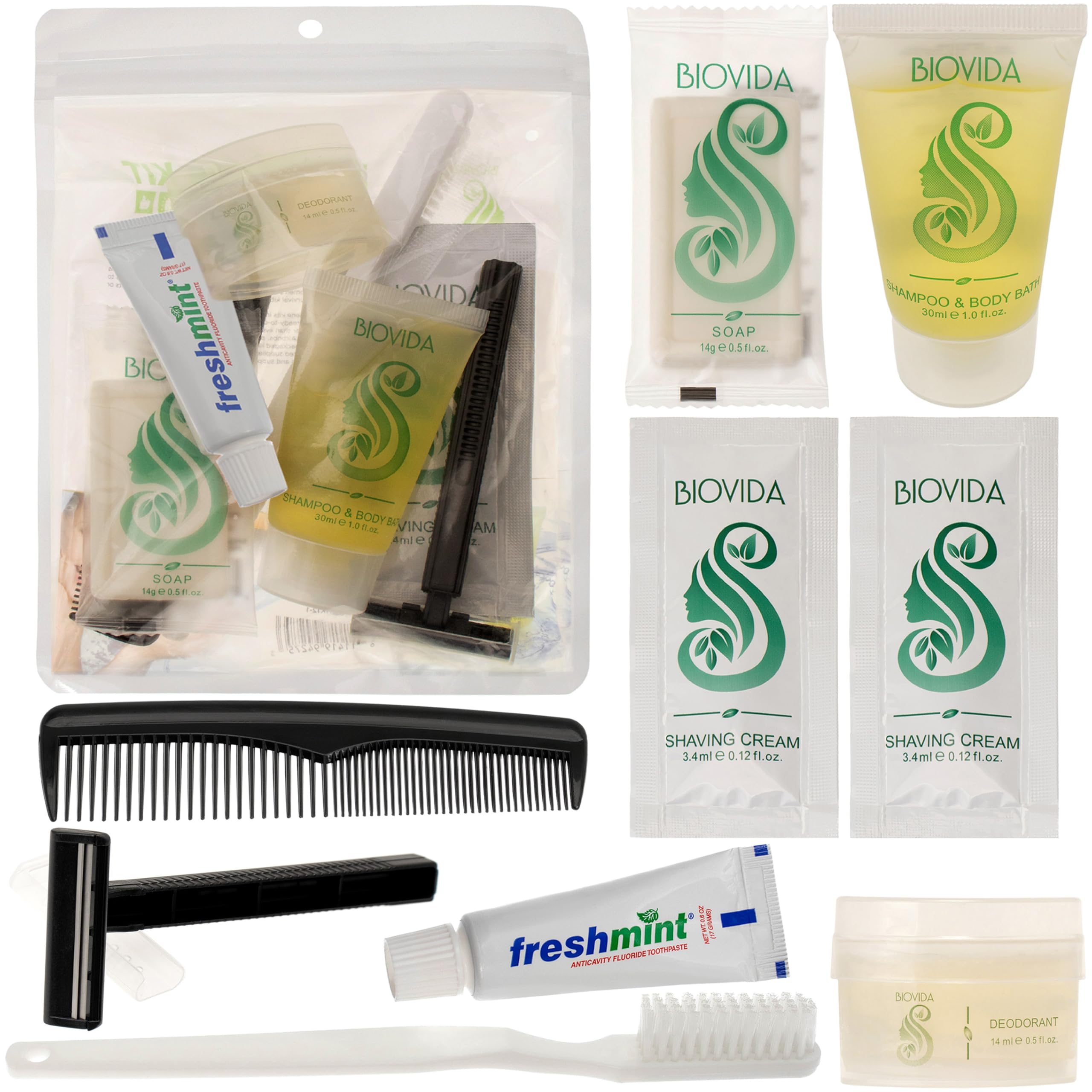 Moda West 4 Hygiene Kits - Toiletry Kit with Oral Care and Grooming Essentials, Featuring: Travel Size 9 Pc Kit