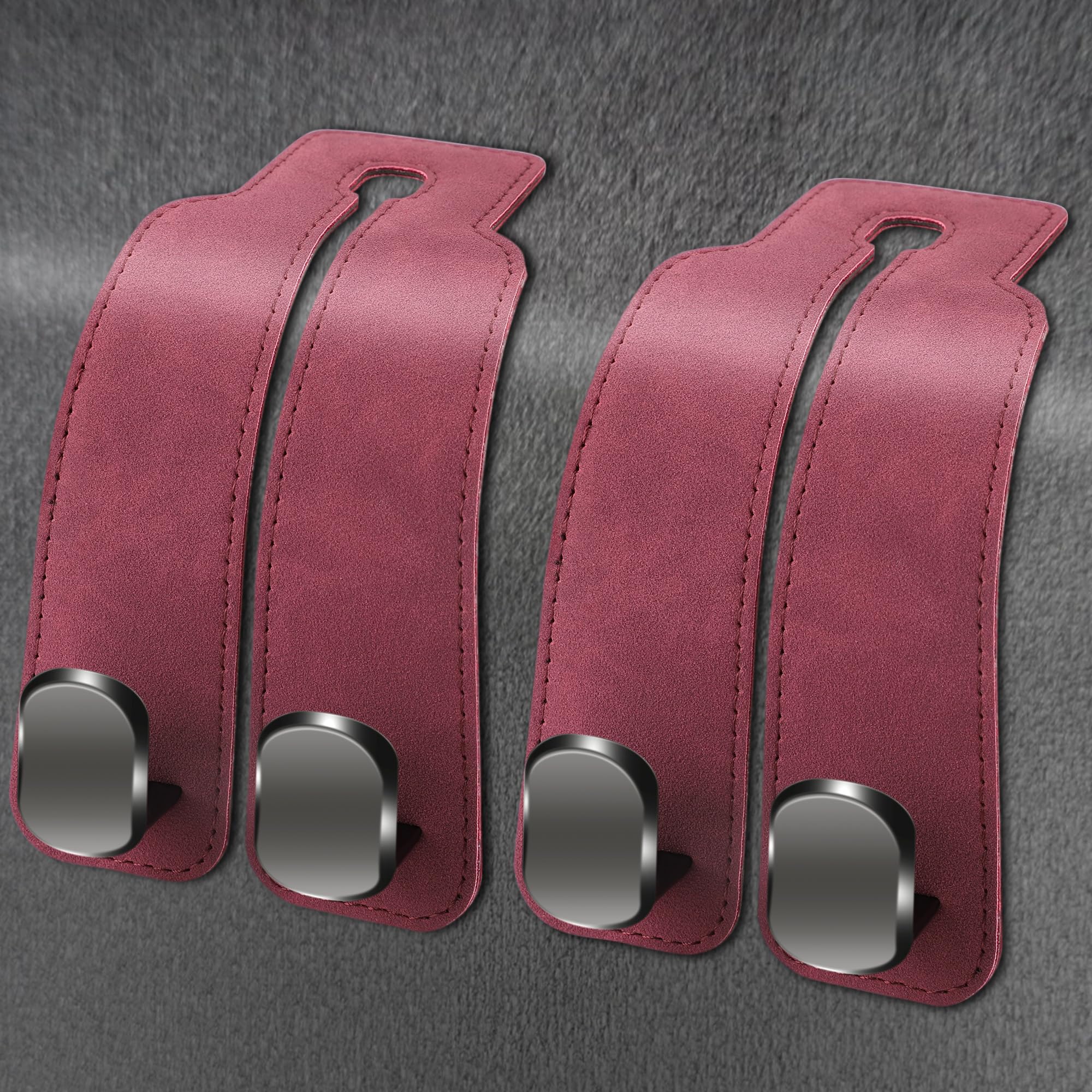 Amelity Car Headrest Hooks for Purses and Bags, 2 Pack (Red)