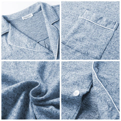 Veseacky Mens Pajamas Set Long Sleeve Soft Pajamas for Men Button Down Sleepwear Pjs Lounge Sets with Pockets (Blue,XL)